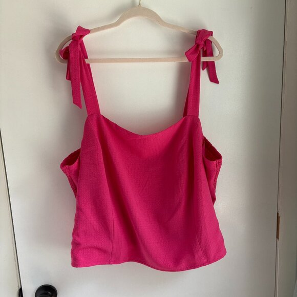 Old Navy Fitted Tie-Shoulder Cropped Dobby Corset Cami | Size: 3X | Color: Pink - Picture 2 of 7